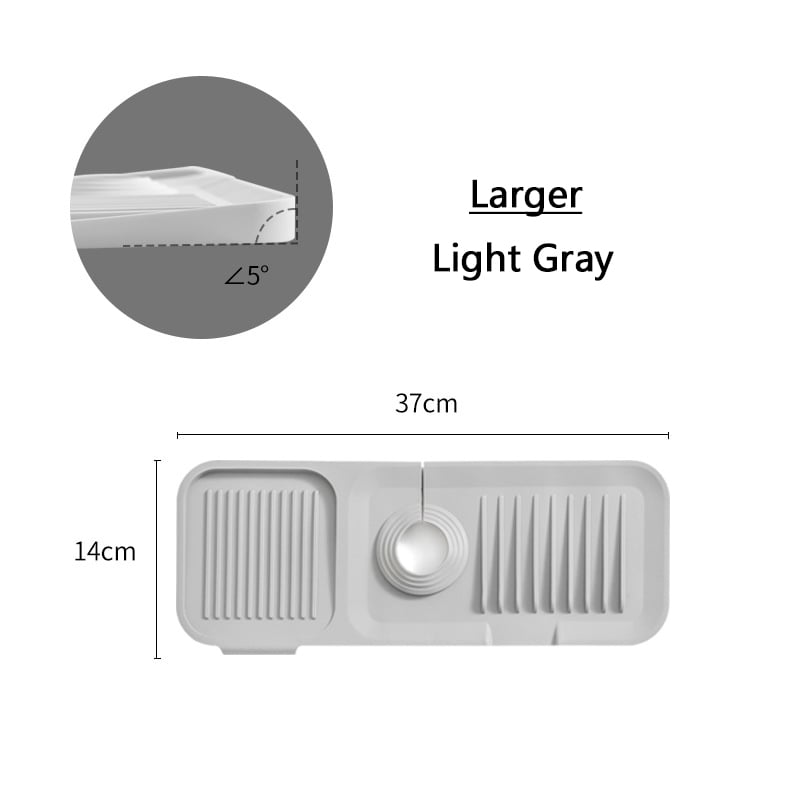 Moonval Silicone Faucet Splash Guard, 5° Self-Draining Sink Mat with Adjustable Opening