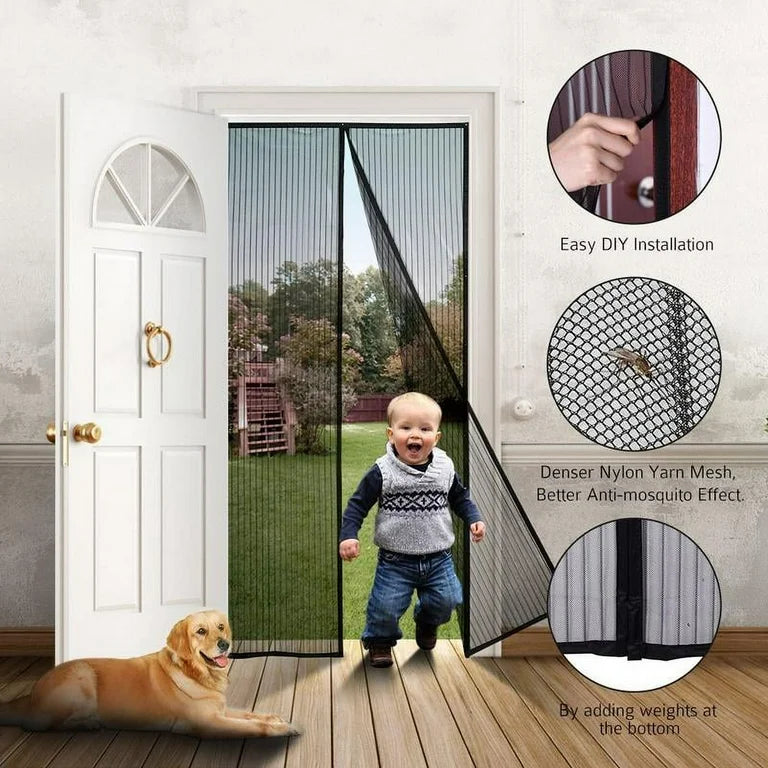 Moonval Magnetic Screen Door, Hands-Free Self-Closing Mesh Door Curtain for Patios & Entryways
