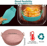 Moonval Air Fryer Silicone Liner, Reusable Heat-Resistant Baking Tray with Handles