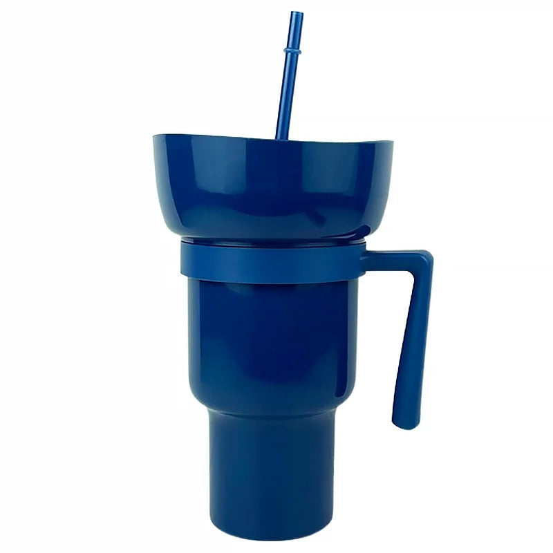 Moonval 2-in-1 Snack & Drink Cup with Snack Bowl, Leakproof Travel Tumbler 900ml