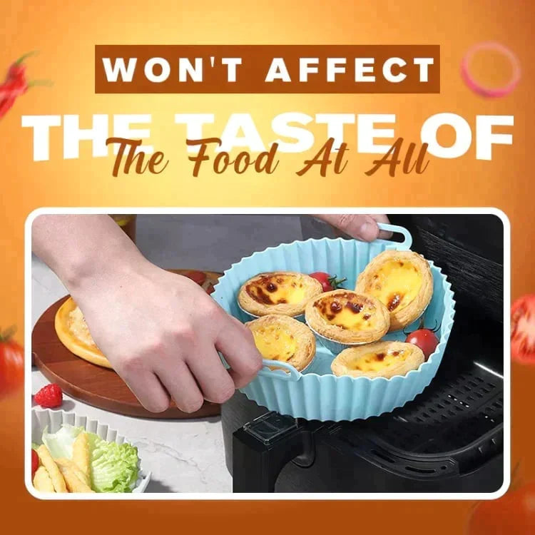 Moonval Air Fryer Silicone Liner, Reusable Heat-Resistant Baking Tray with Handles