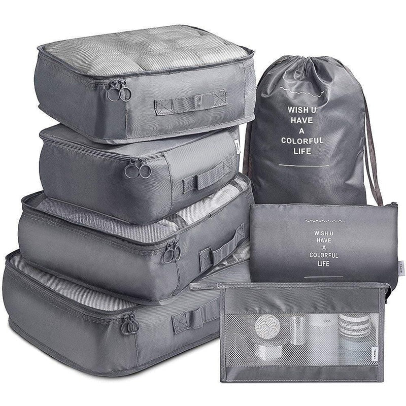 Moonval 7-in-1 Foldable Travel Organizer Set, Packing Cubes & Toiletry Bags for Luggage Storage