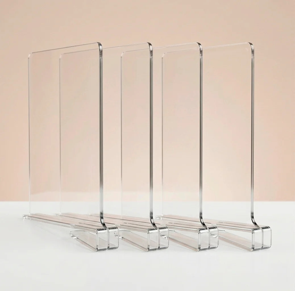 Moonval Acrylic Shelf Dividers, Clear Closet Shelf Organizers for Clothes, Bags & Linens