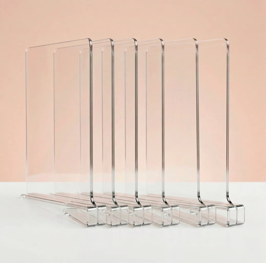 Moonval Acrylic Shelf Dividers, Clear Closet Shelf Organizers for Clothes, Bags & Linens