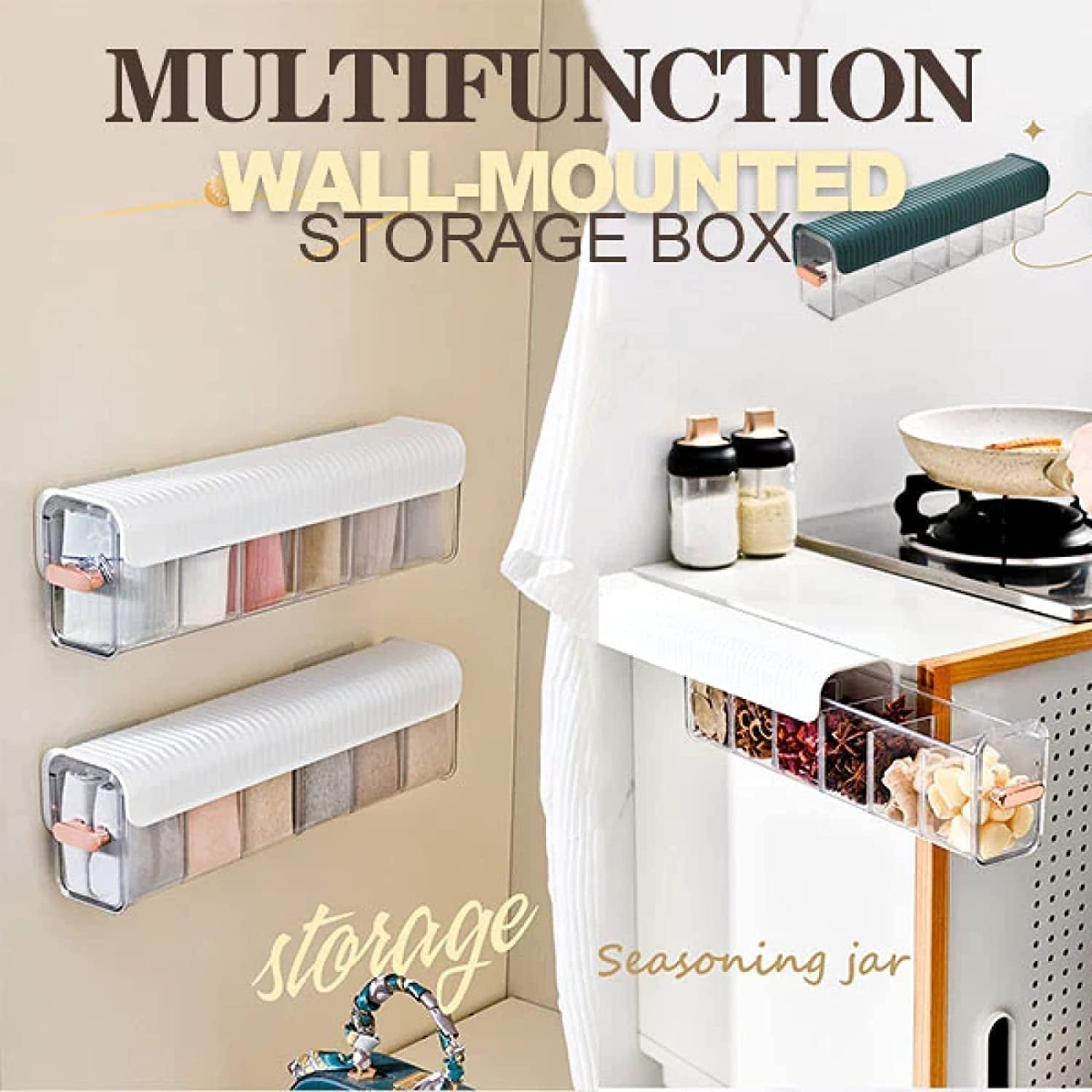 Moonval Wall Storage Drawer, Self-Adhesive Organizer for Socks, Underwear and Accessories