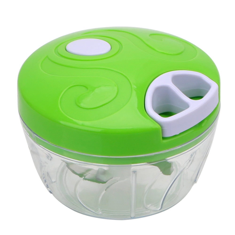 Moonval Manual Food Chopper, Pull Cord Vegetable & Herb Cutter with Stainless Steel Blades