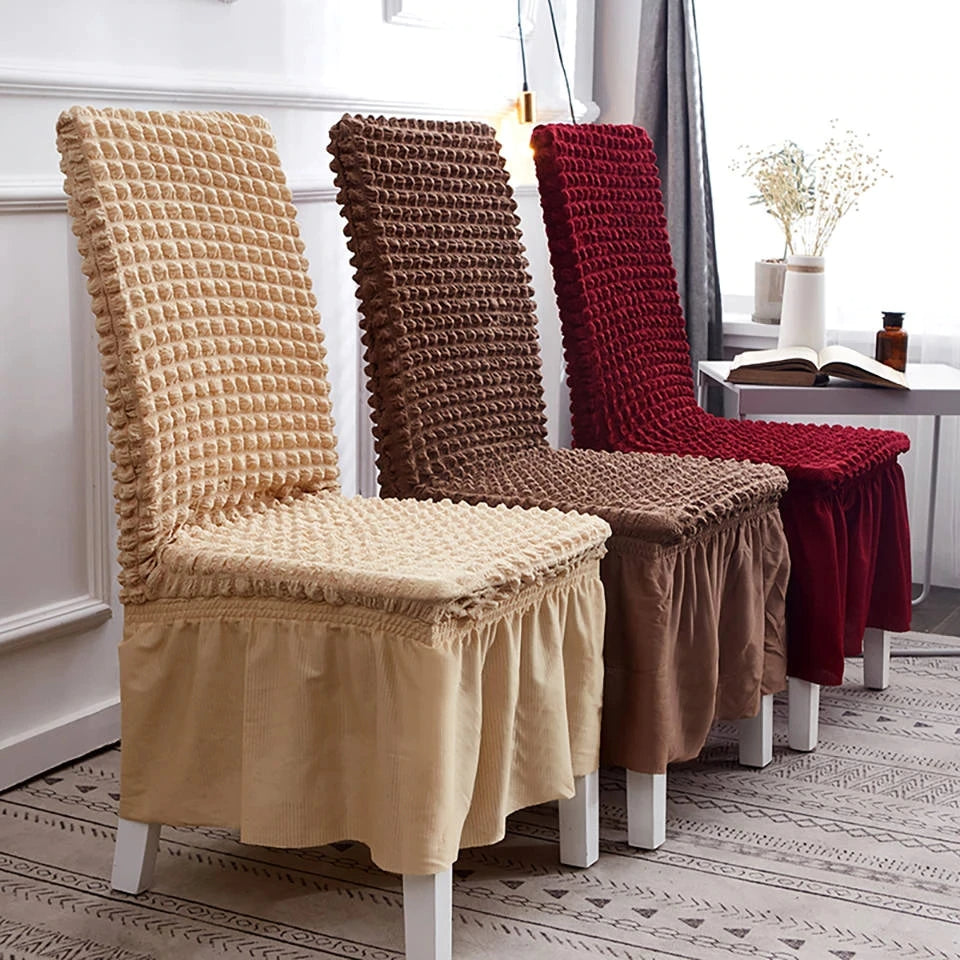 Moonval 6-Pack Stretch Dining Chair Covers, Waterproof Ruffled Slipcovers, Universal Fit