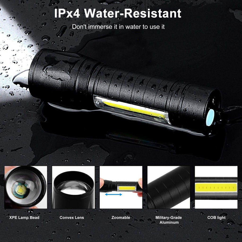 Moonval 2-in-1 LED Flashlight, High-Brightness Zoomable Torch with Adjustable Focus for Outdoor & Emergency Use