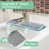 Moonval Silicone Faucet Splash Guard, 5° Self-Draining Sink Mat with Adjustable Opening
