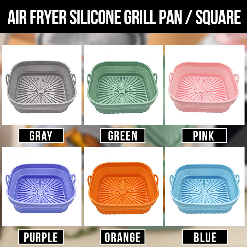 Moonval Reusable Silicone Air Fryer Grill Pan Basket, Non-Stick Food Grade Baking Tray