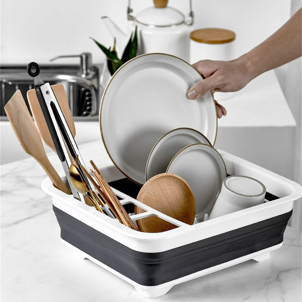Moonval Collapsible Dish Drying Rack, Premium Silicone Foldable Drainer for Kitchen Counter & Sink