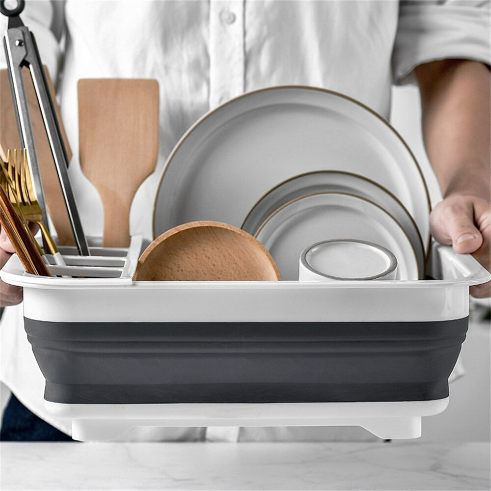 Moonval Collapsible Dish Drying Rack, Premium Silicone Foldable Drainer for Kitchen Counter & Sink