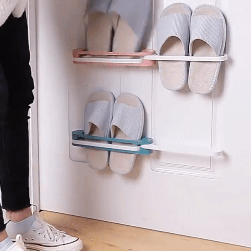 Moonval Wall-Mounted Slipper Holder Set of 2, Space-Saving Bathroom Shoe Organizer Rack