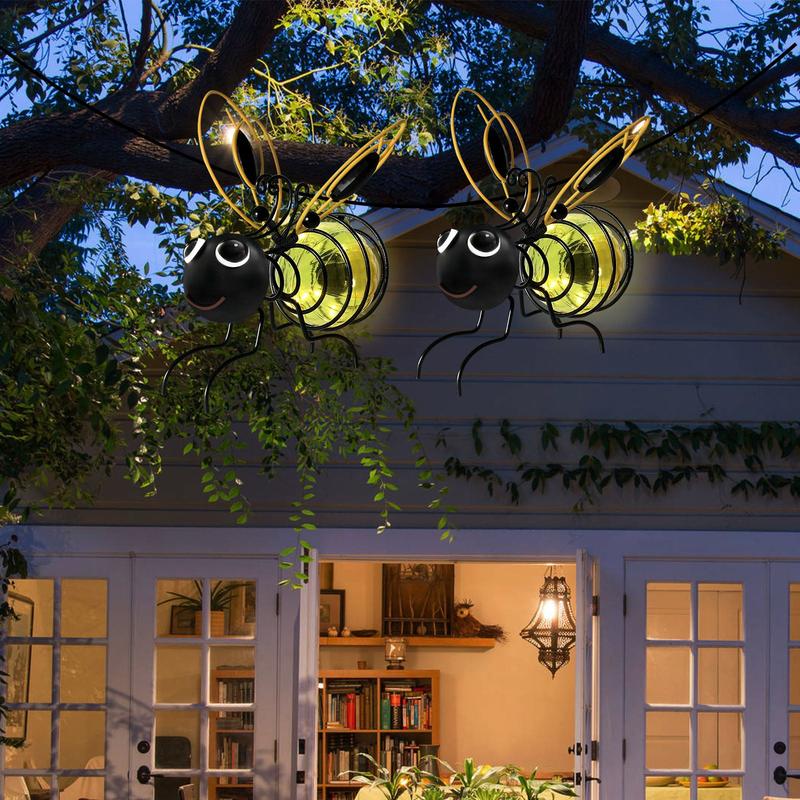 Moonval Solar Bee Garden Light, Hanging Waterproof LED Outdoor Lantern for Patio, Yard & Garden