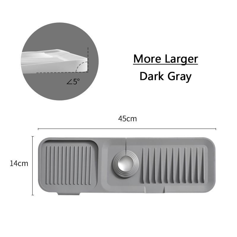 Moonval Silicone Faucet Splash Guard, 5° Self-Draining Sink Mat with Adjustable Opening