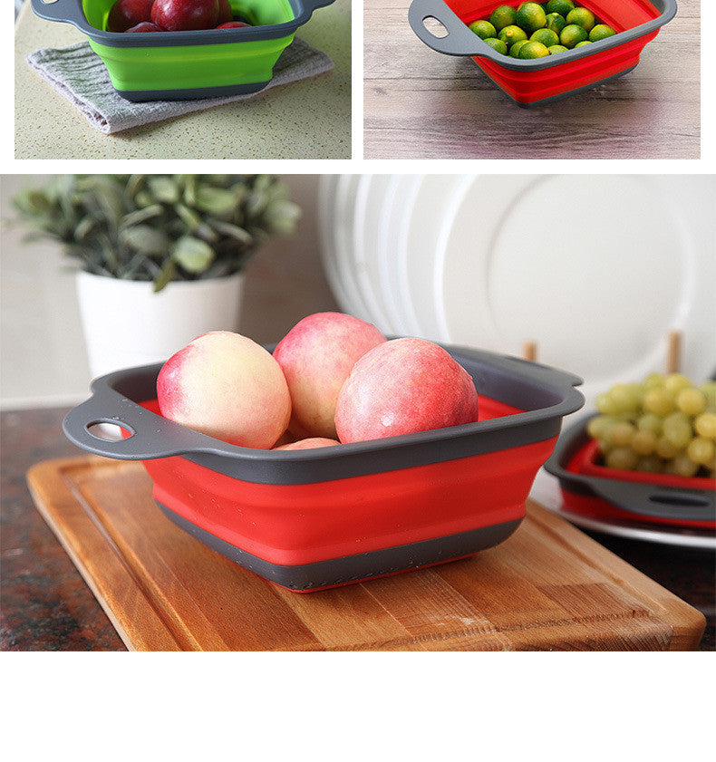 Moonval Foldable Silicone Colander Set of 2, Collapsible Kitchen Strainer with Handles
