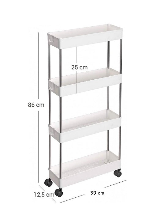 Moonval 4-Tier Slim Rolling Storage Cart, Narrow Space Organizer with Wheels