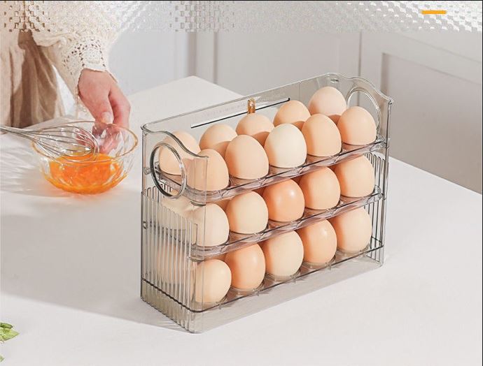 Moonval 3-Tier Egg Holder for Fridge, 30-Egg Stackable Refrigerator Storage Organizer