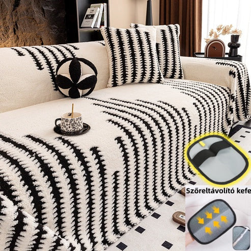 Moonval Sofa Cover, Soft Velvet Non-Slip Furniture Protector for Couches & Loveseats