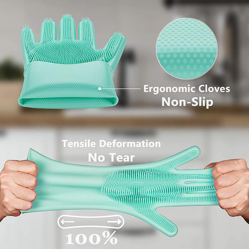 Moonval Multifunction Cleaning Gloves, Reusable Household Scrubbing Gloves for Kitchen & Bathroom