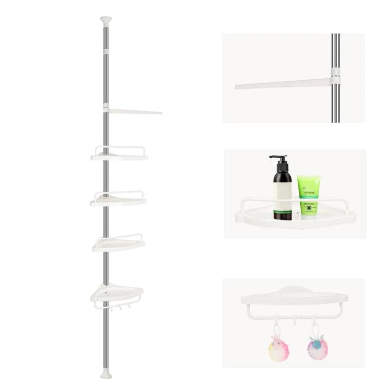 Moonval Telescopic Corner Shower Caddy, 4-Tier Adjustable Bathroom Storage Rack