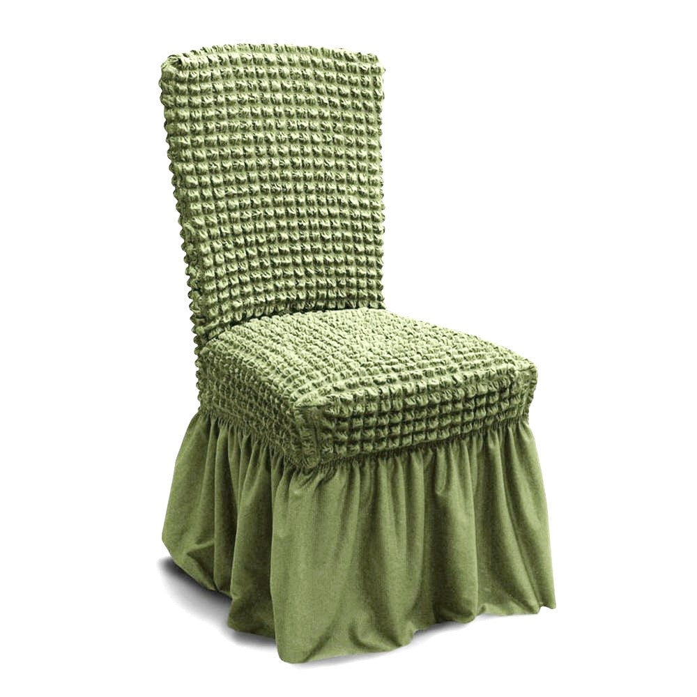 Moonval 6-Pack Stretch Dining Chair Covers, Waterproof Ruffled Slipcovers, Universal Fit