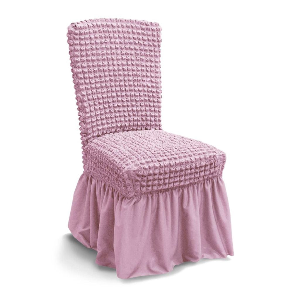 Moonval 6-Pack Stretch Dining Chair Covers, Waterproof Ruffled Slipcovers, Universal Fit