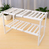 Moonval Adjustable Under Sink Shelf, Expandable Storage Organizer Rack for Kitchen & Bathroom Cabinets