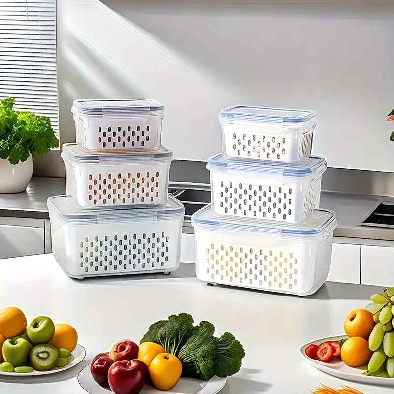 Moonval Refrigerator Storage Container, Airtight Produce Keeper for Fruits & Vegetables