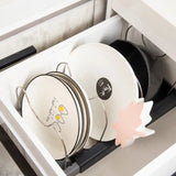 Moonval Pot & Pan Organizer Rack, Adjustable Kitchen Storage Holder for Lids, Pans & Baking Trays