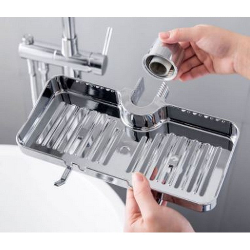 Moonval Sink Faucet Storage Rack, Hanging Sponge Holder Organizer for Kitchen Sink & Bathroom Faucet