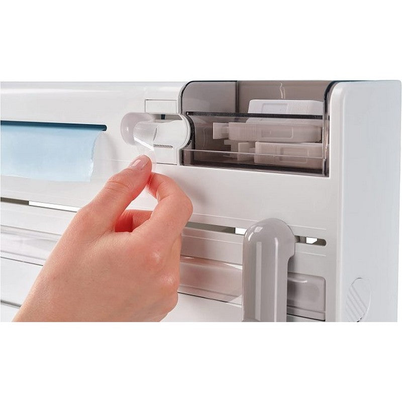 Moonval 4-in-1 Wall-Mounted Kitchen Roll Holder, Paper Towel, Foil & Wrap Dispenser with Shelf