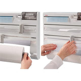 Moonval 4-in-1 Wall-Mounted Kitchen Roll Holder, Paper Towel, Foil & Wrap Dispenser with Shelf
