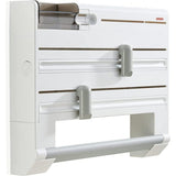 Moonval 4-in-1 Wall-Mounted Kitchen Roll Holder, Paper Towel, Foil & Wrap Dispenser with Shelf