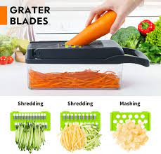Moonval 16-in-1 Vegetable Cutter, Multifunction Food Chopper & Mandoline Slicer with Storage Container
