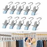 Moonval Clip Clothes Hangers, Space-Saving Adjustable Hangers for Pants, Skirts & Shorts