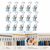 Moonval Clip Clothes Hangers, Space-Saving Adjustable Hangers for Pants, Skirts & Shorts
