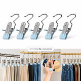 Moonval Clip Clothes Hangers, Space-Saving Adjustable Hangers for Pants, Skirts & Shorts
