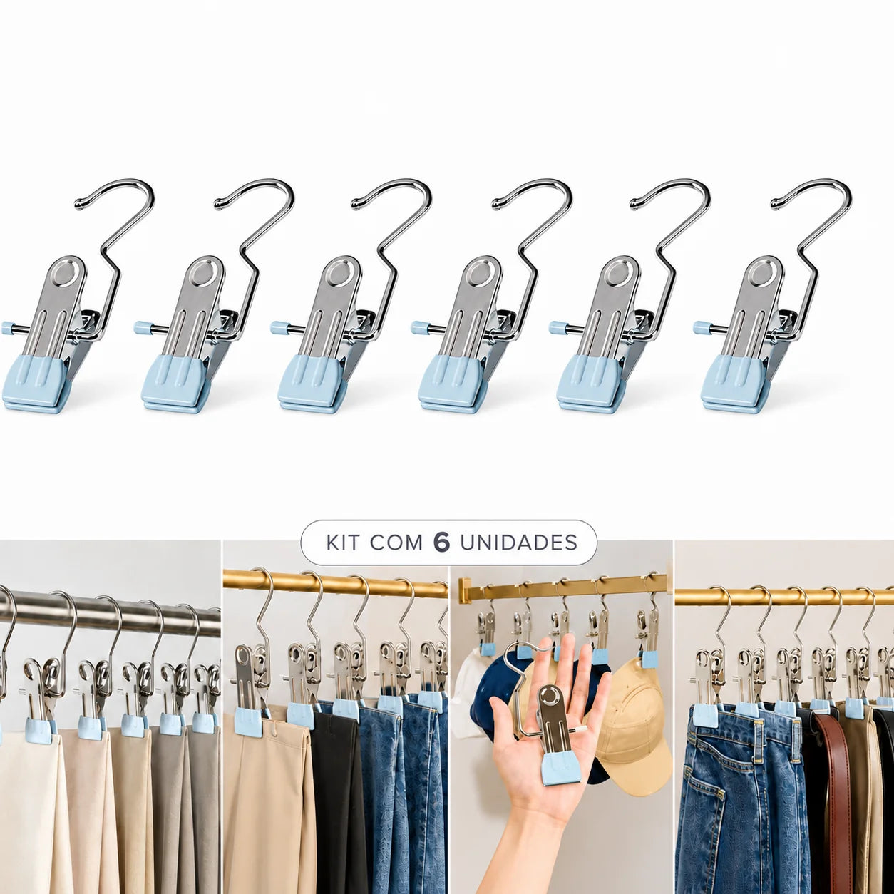 Moonval Clip Clothes Hangers, Space-Saving Adjustable Hangers for Pants, Skirts & Shorts