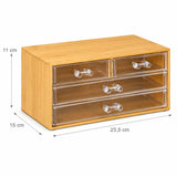 Moonval Bamboo Storage Organizer, Acrylic Drawer Organizer Box for Kitchen, Bathroom & Office