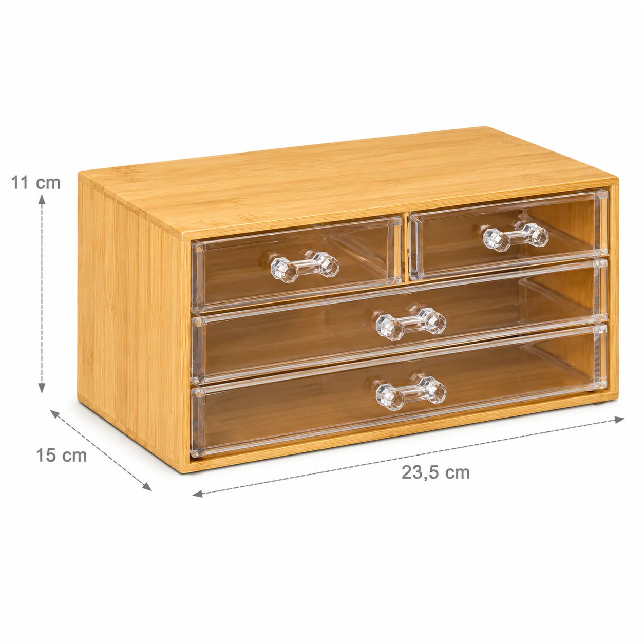 Moonval Bamboo Storage Organizer, Acrylic Drawer Organizer Box for Kitchen, Bathroom & Office