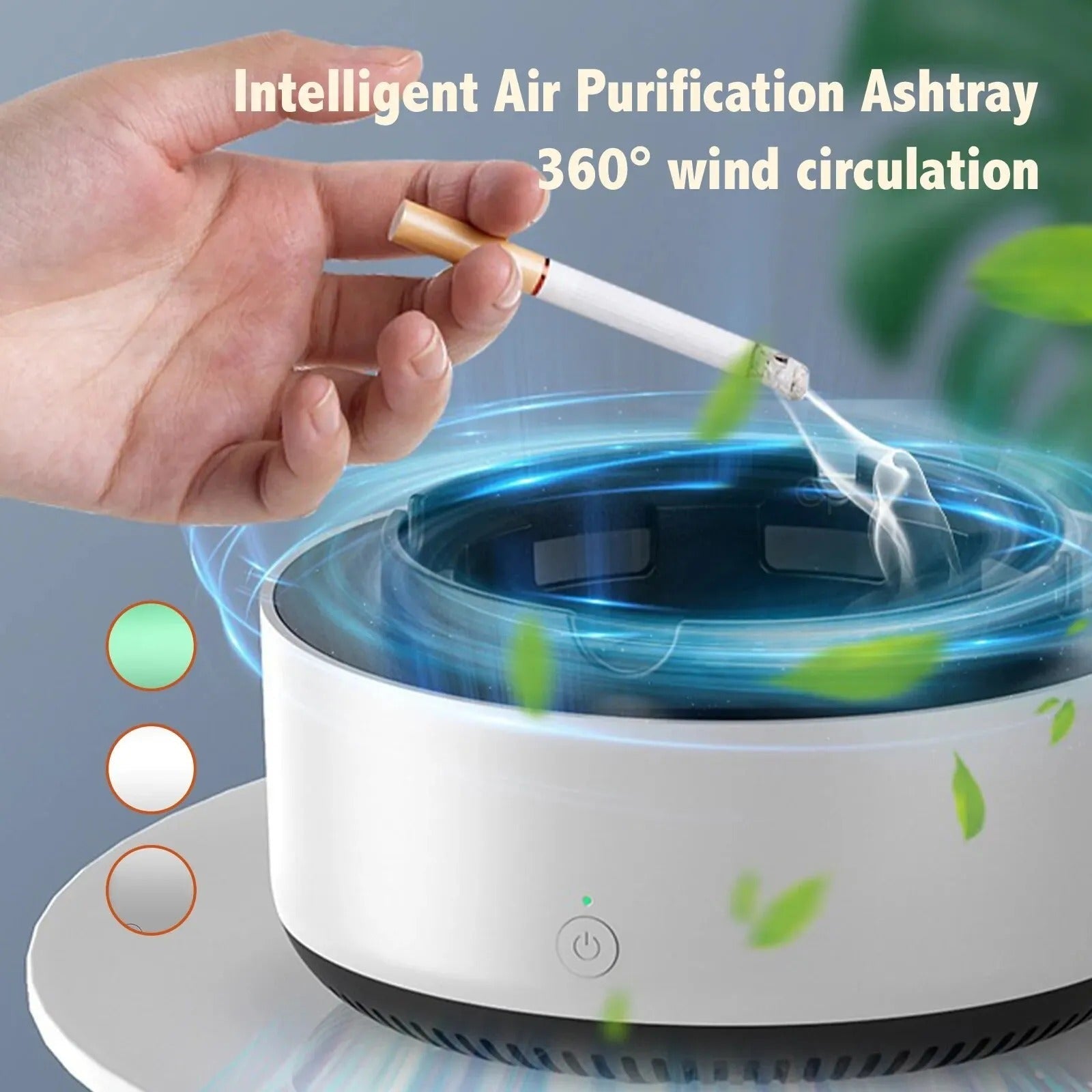 Moonval 2-in-1 Air Purifier Ashtray, Quiet Smoke Extractor with Air Filtration for Home & Office