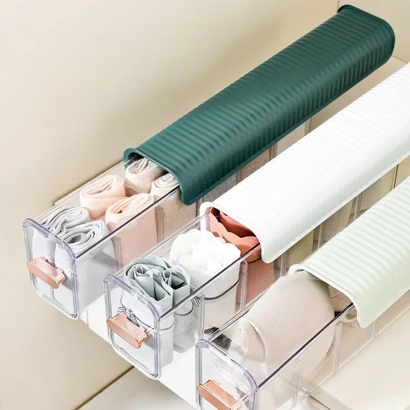 Moonval Wall-Mounted Underwear Storage Box, Self-Adhesive Organizer for Bras, Socks & Undergarments