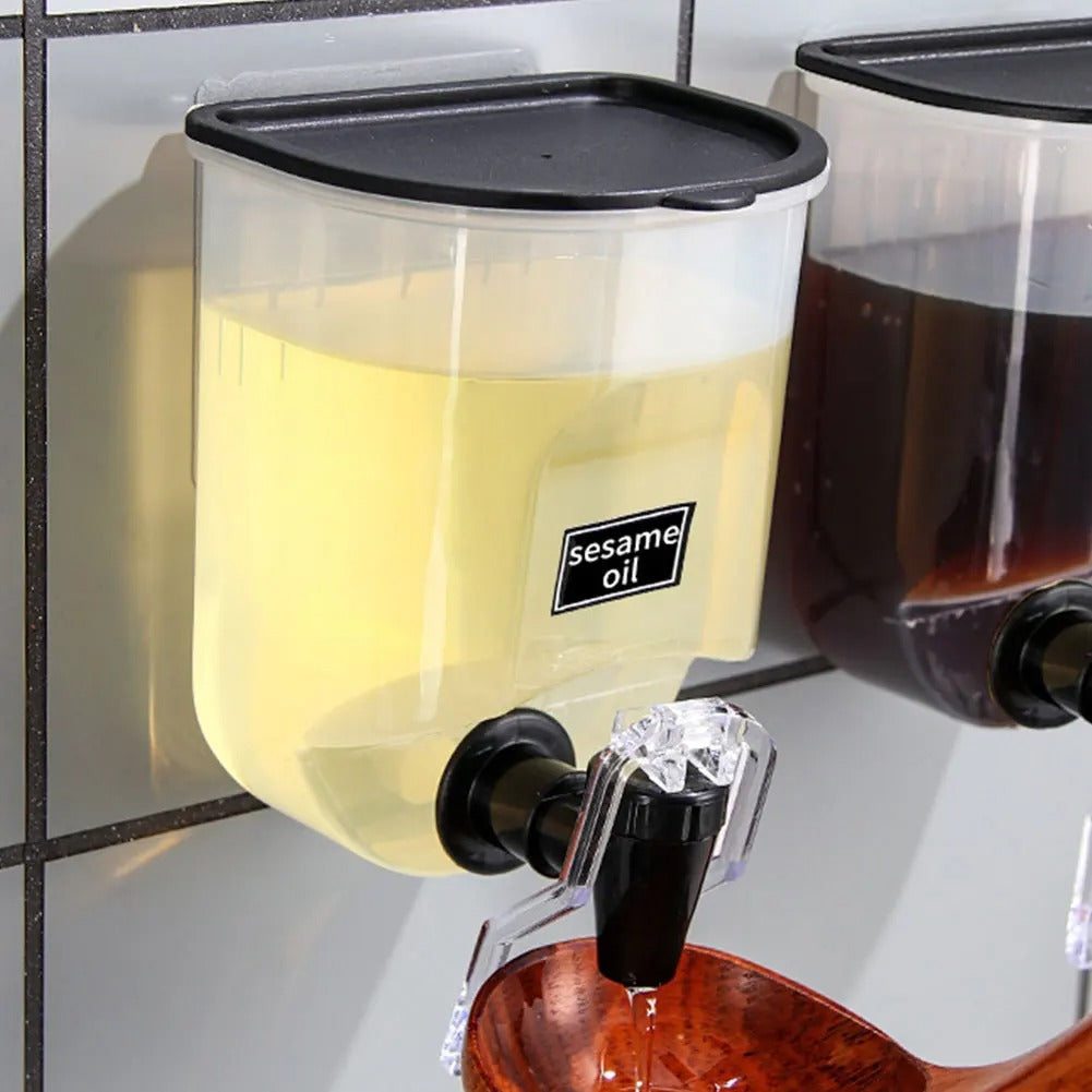 Moonval Wall-Mounted Oil Dispenser, Self-Adhesive Leakproof Oil Bottle for Kitchen Cooking & Seasoning