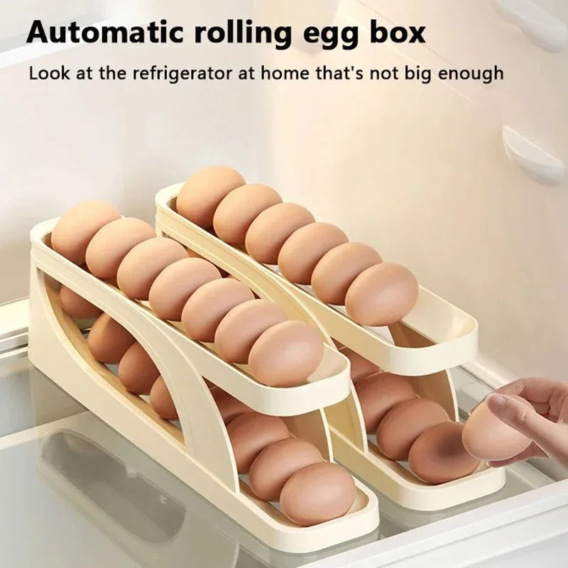 Moonval 2-Tier Egg Dispenser, Rolling Egg Storage Organizer for Refrigerator & Kitchen Counter
