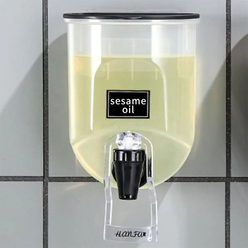 Moonval Wall-Mounted Oil Dispenser, Self-Adhesive Leakproof Oil Bottle for Kitchen Cooking & Seasoning