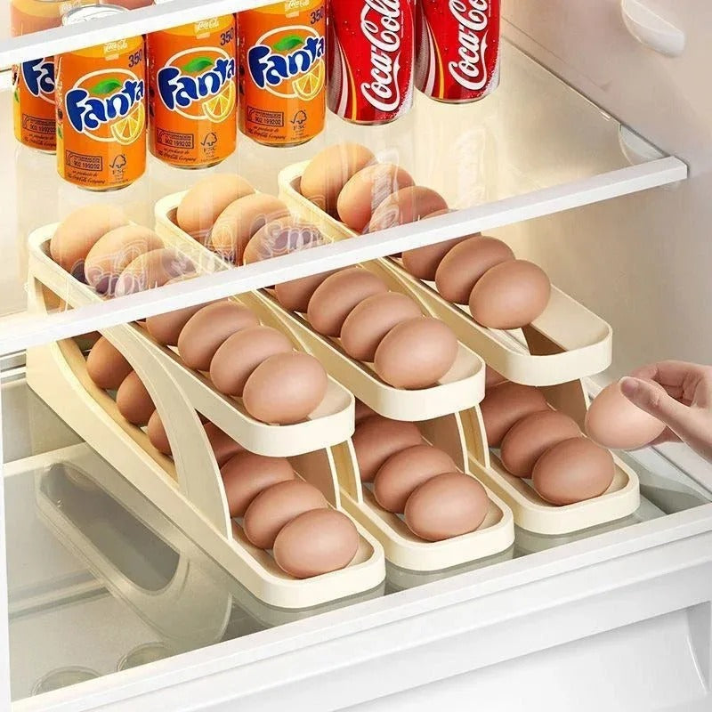 Moonval 2-Tier Egg Dispenser, Rolling Egg Storage Organizer for Refrigerator & Kitchen Counter