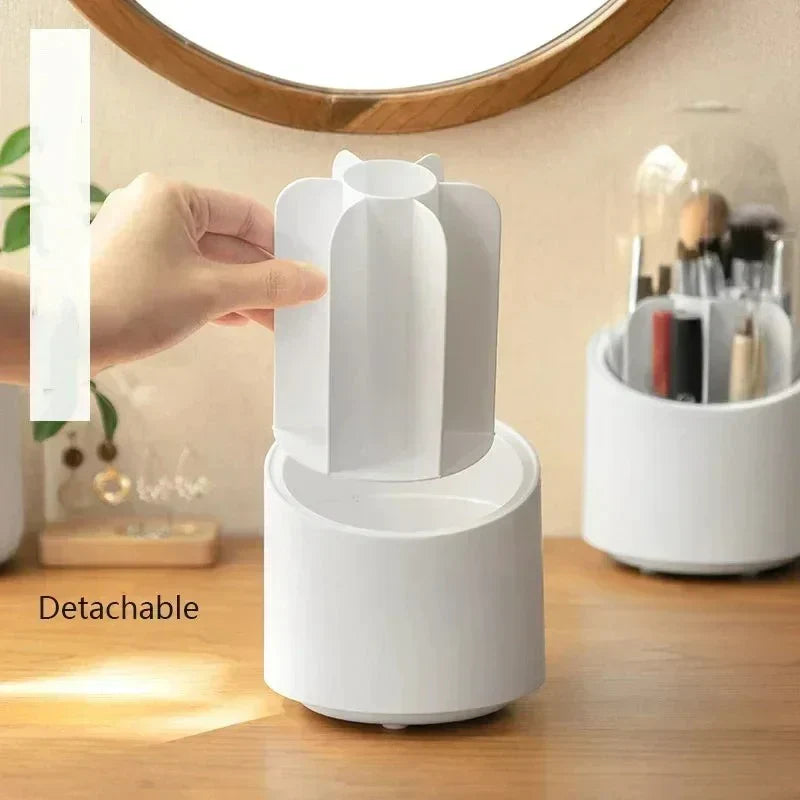 Moonval 360° Rotating Makeup Brush Holder, Cosmetic Organizer with Compartments for Vanity & Bathroom