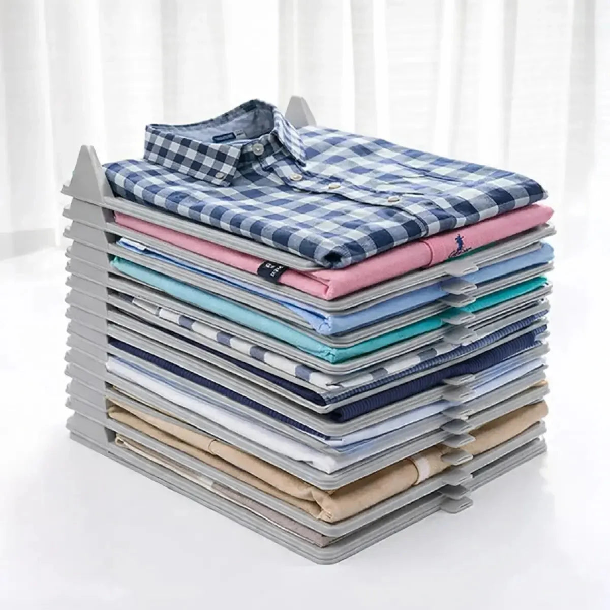 Moonval Stackable Closet Organizer, 10-Pack Foldable Clothes Shelf Divider for Wardrobe Storage