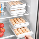 Moonval Double-Layer Egg Storage Box, Clear Acrylic Refrigerator Organizer with Pull-Out Drawers